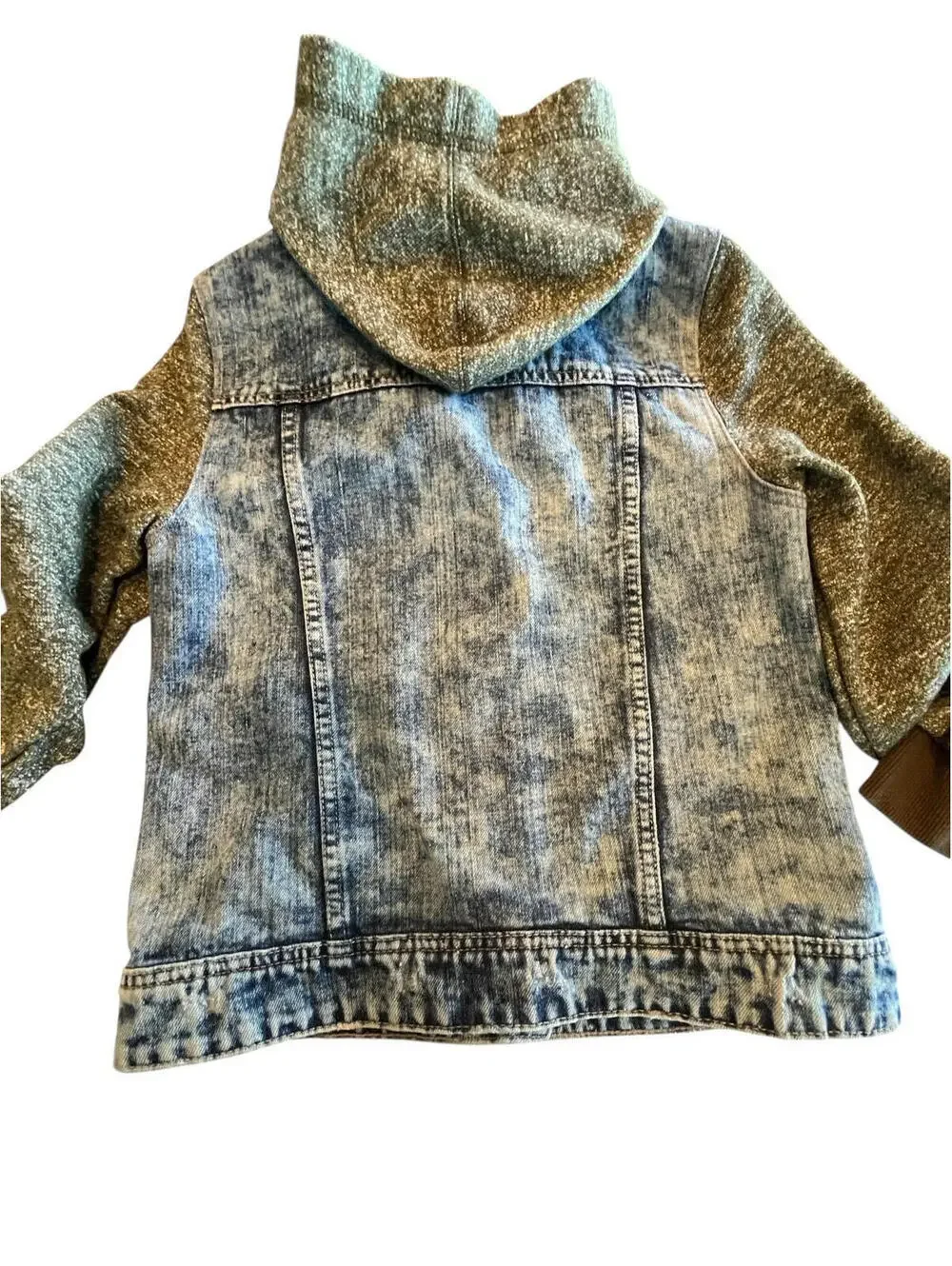 Denim Jean Knit Hoodie Jacket Youth Sz Small knit olive green blue jean Rue21